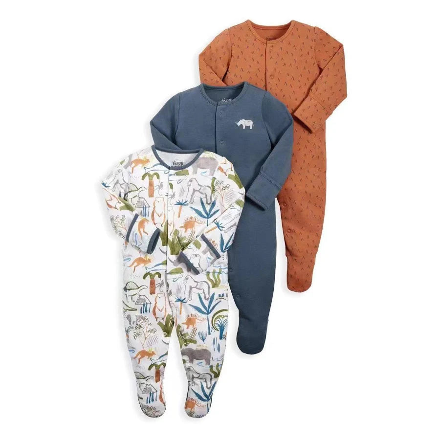 3Pcs Brand Newborn Baby Clothes Set Infant Boys Girls Romper Cotton Long Sleeve Pajamas Jumpsuit Toddler Outfits
