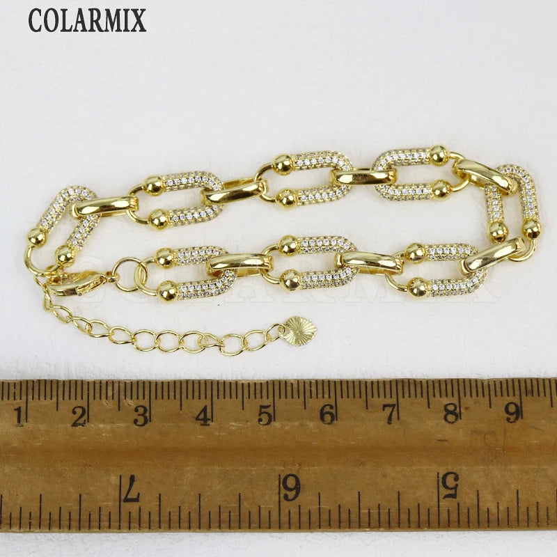 Classic Zircon U Shape Chain 18-K Gold Plated Gold Chains Fashion Jewelry Style  40435