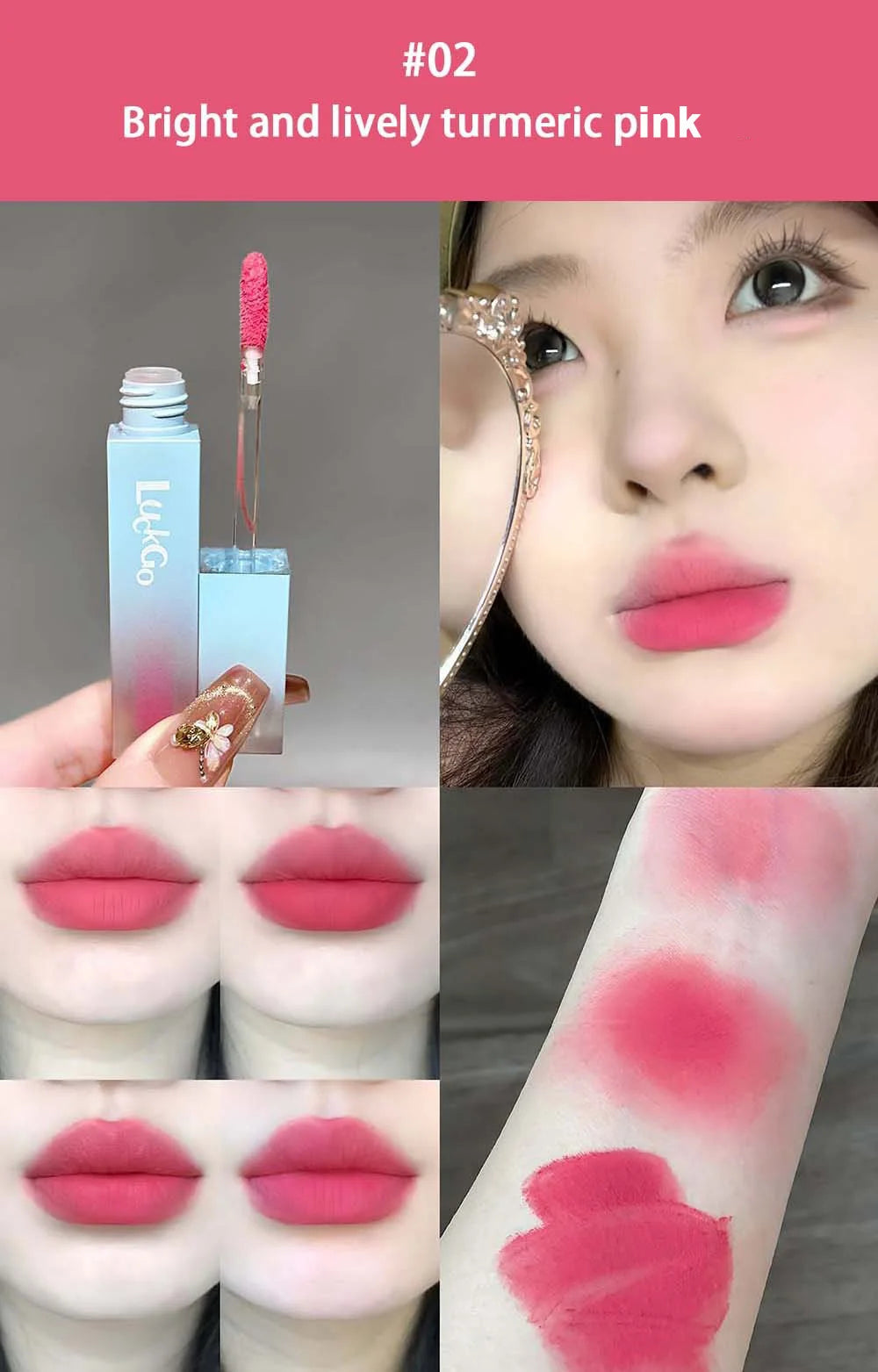 1Pc Nude Matte Lip Mud Waterproof Non-stick Pink Liquid Lipstick Long Lasting Highly Pigmented Lipgloss Tint Korean Cosmetics
