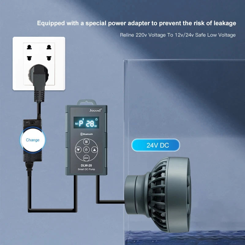 Jebao Jecod 2024 DLW Series Bluetooth Wave Pump for Aquarium App Control DC Saltwater Fish Tank Intelligent Mute Water Pump