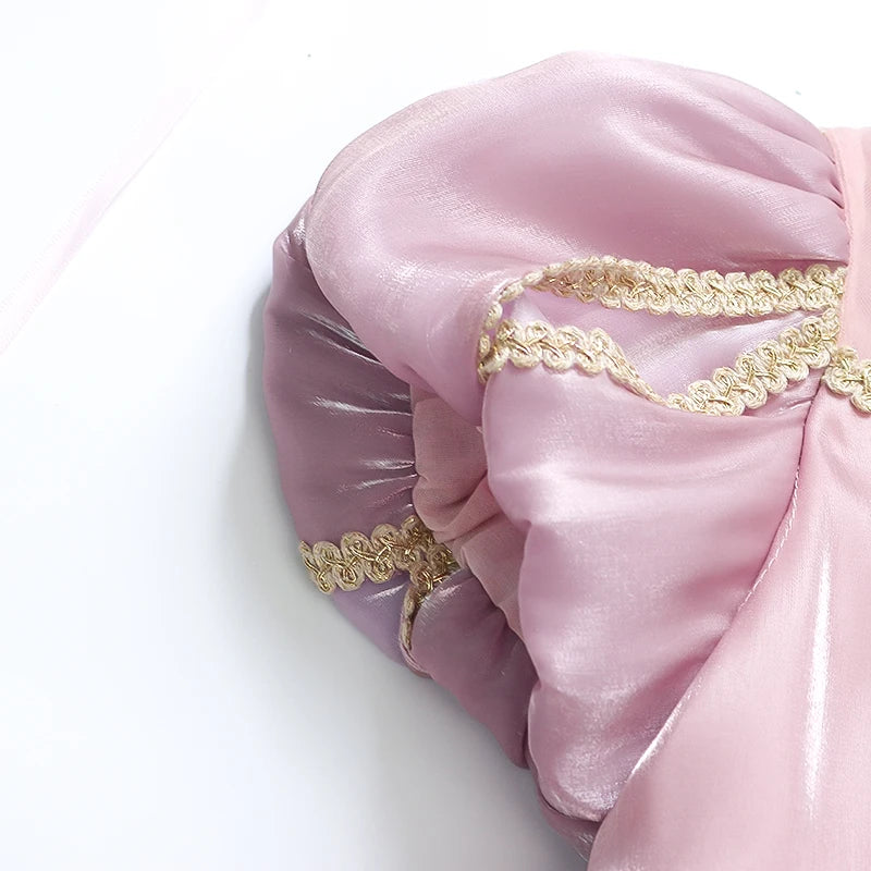 Kids Pink Aurora Princess Lolita Dress Halloween Costume Girl Sleeping Beauty Princess Cosplay Birthday Party Dresses for 2-12Y