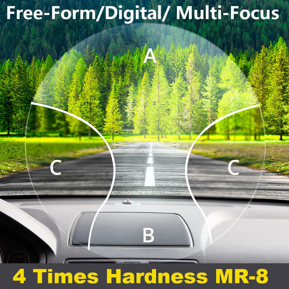 New Free Form Multi-focus Lenses 1.56-1.74 Thin Digital Progressive Prescription Lens MR-8 Anti Blue Light Polarized Sun Glass