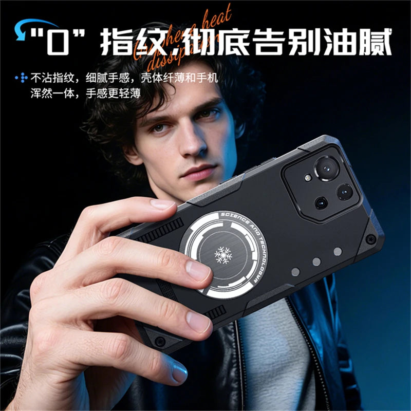For ASUS ROG Phone 8 Pro Case Magnetic Built in Heat Dissipation Metal Sheet Back Cover For ROG 8 Phone 8Pro Shockproof Bumper