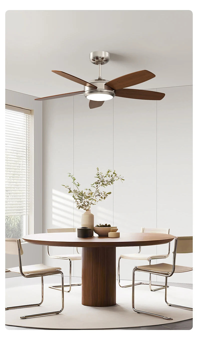 Living Room Fan Lamp Chandelier, Vintage American Style, Bedroom Room Electric Fan Integrated Silent Inverter, Dining Room Ceili