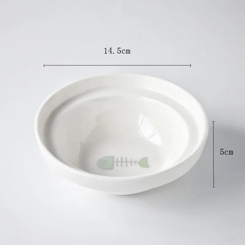 Ceramic Cat Bowl Cat Food Feeder Dog Bowls Drinking Water Bowl Cervical Protection Pet Supplies Ceramic Double Cat Bowls