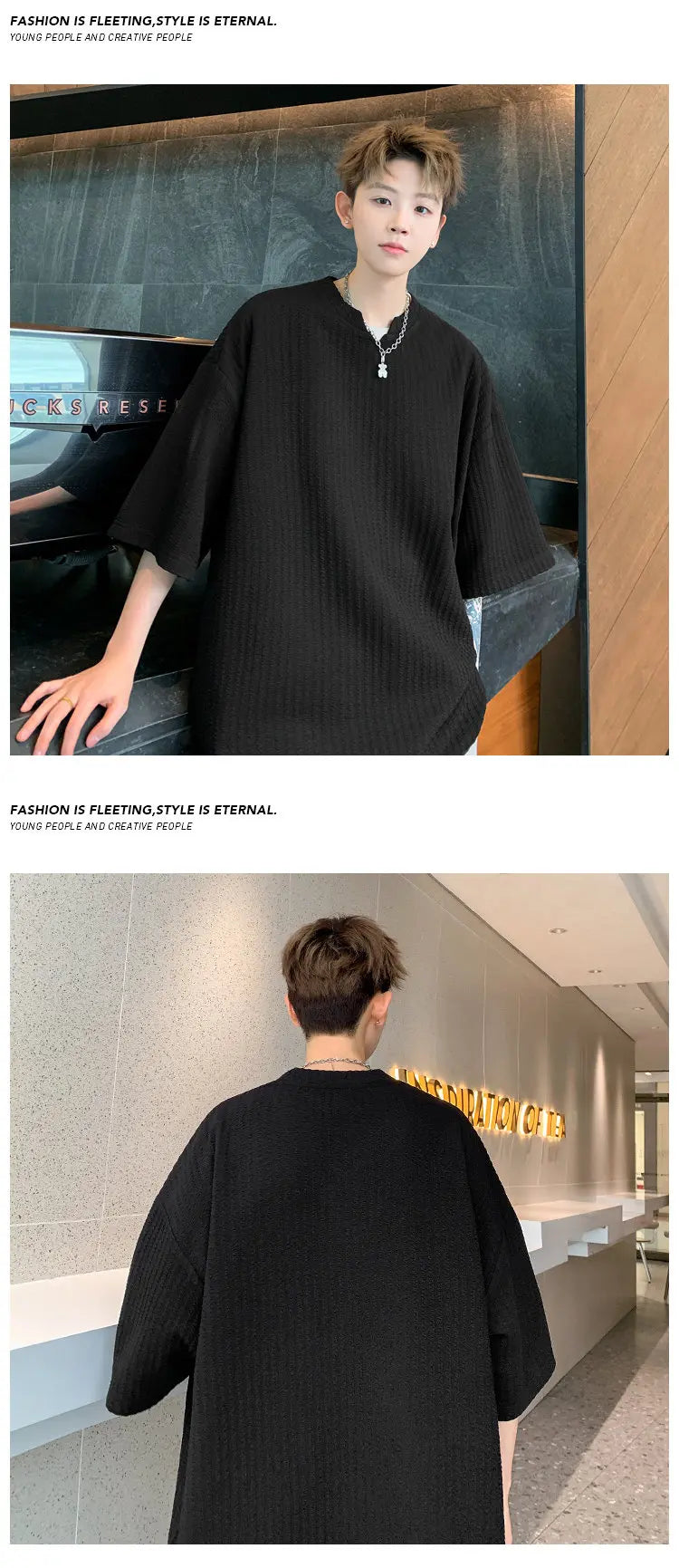 2026 Summer New  Style Fashion for Men's Large Size V-neck T-shirt Loose Top Casual Wind Breathable Quick Drying Short Sleeves