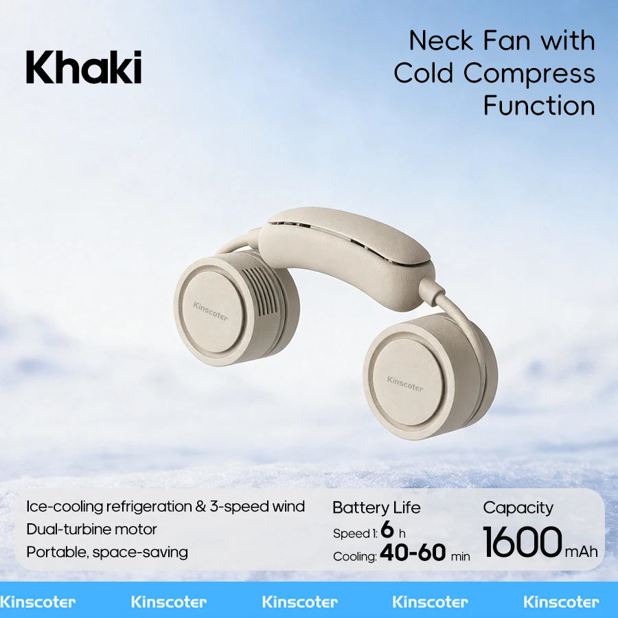 New Portable Neck Fan, Foldable Mini USB Fan, Rechargeable 1600mah Cooling Wind Fans, Personal Silent Neckfan For Sports