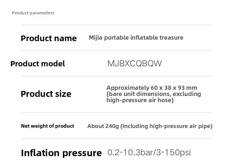 Mijia 2000mAh 150psi Portable Electric Air Pump Multitool Tire Pressure Detection Inflator for Car Bike