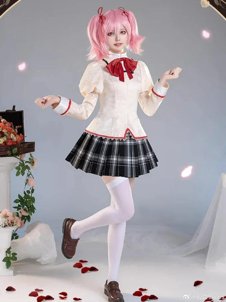 Halloween  Cosplay Costume Anime Madoka Magica Girl Outfit Halloween Party Dress School Uniform Roleplay