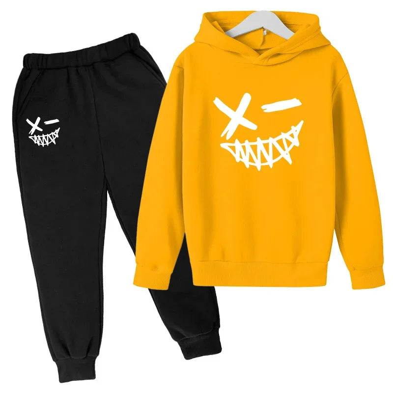 Evil Smile Printed 2024 Baby Summer Clothes for Children From 1 to 12 Years Kids Clothes Boys Child Sets Suit for Girls Boy Set