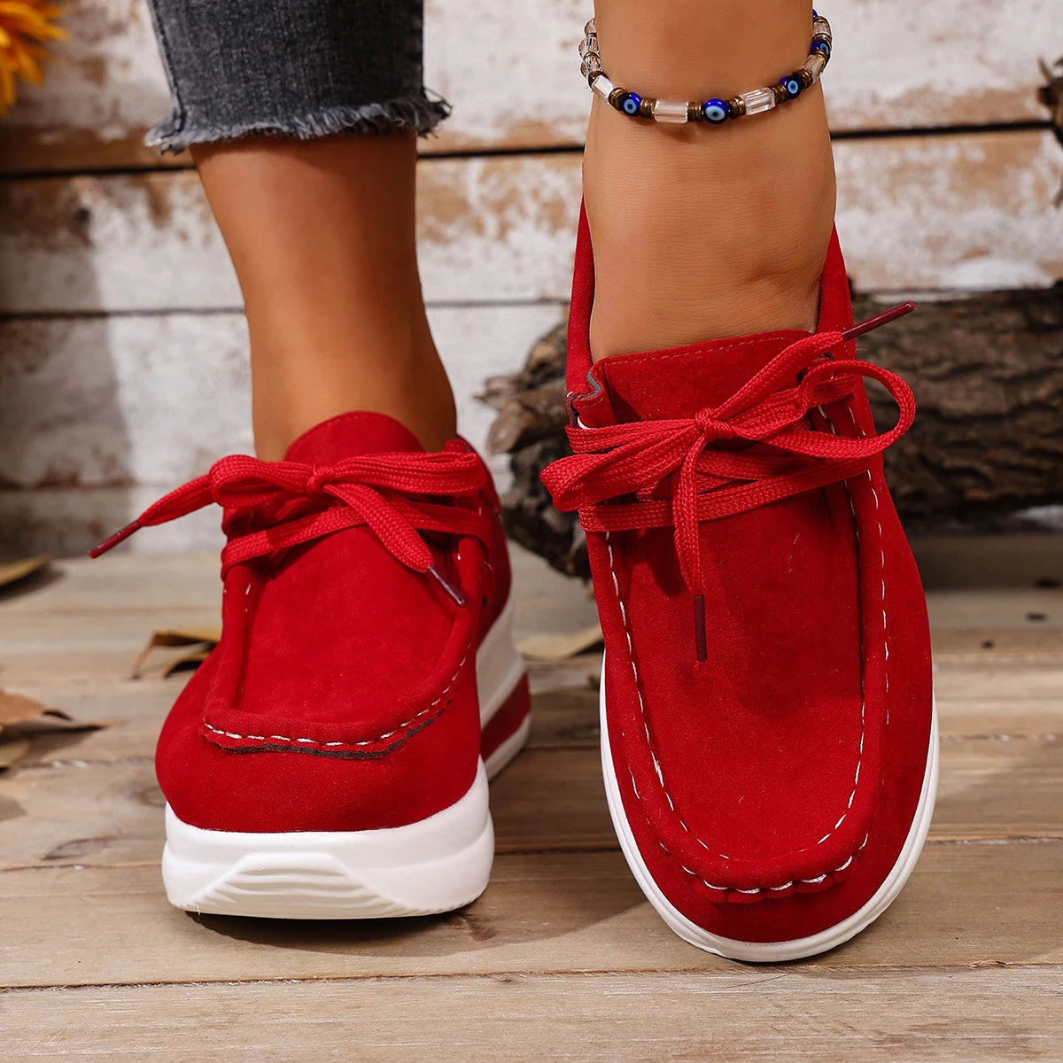 Spring/Autumn Sneakers Women Running Shoes Outdoor Breathable Lace-up Thick Bottom Casual Comfortable Shoe Large Size 36~43