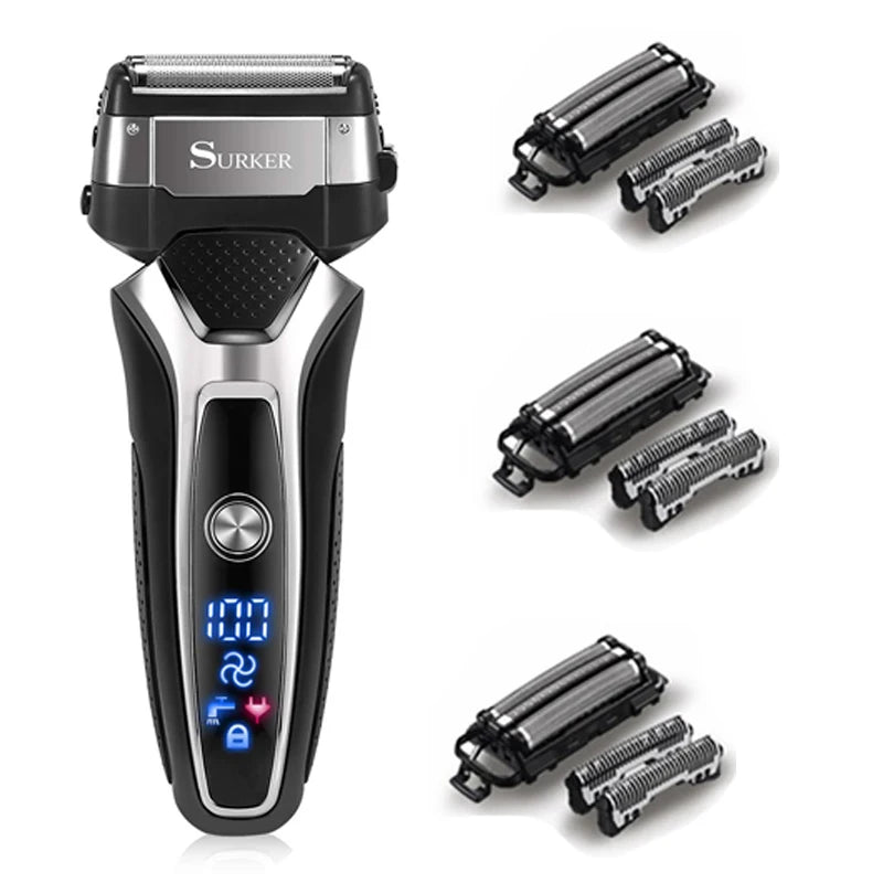 Turbo two speed wet dry rechargeable electric shaver foil set male USB face beard electric razor for men body shaving machine