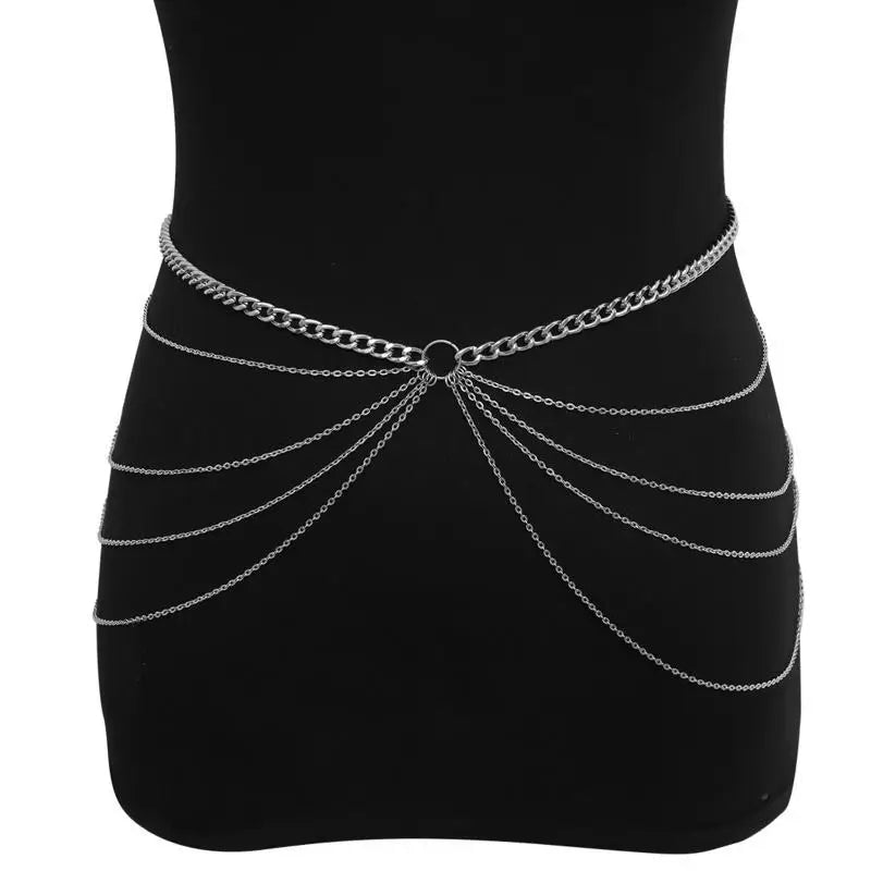 39BD Sexy Women Beach Jewelry Waistchain Personality Chain Body Chain Decor