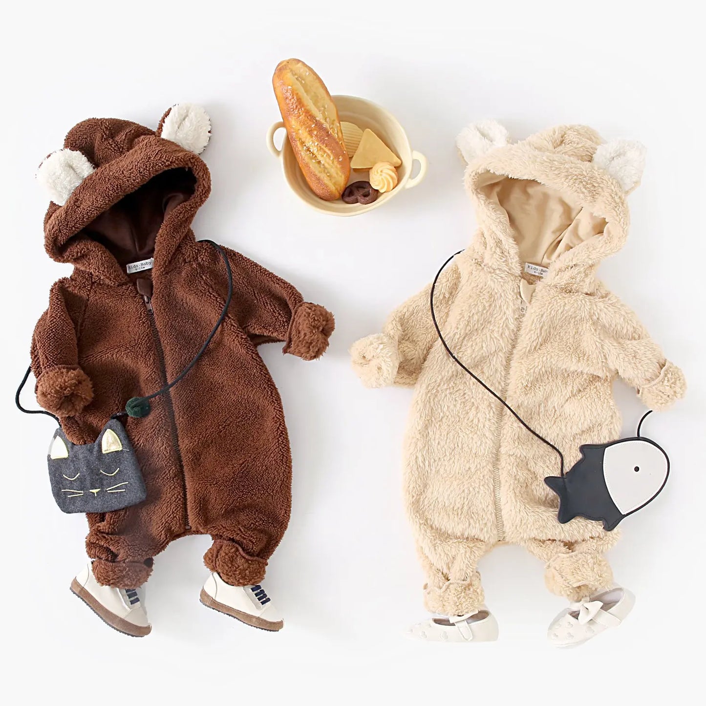 Sanlutoz Winter Fleece Thickened Zipper Toddler Long Sleeve Jumpsuits Clothing Warm Baby Rompers Cute Animal Hooded