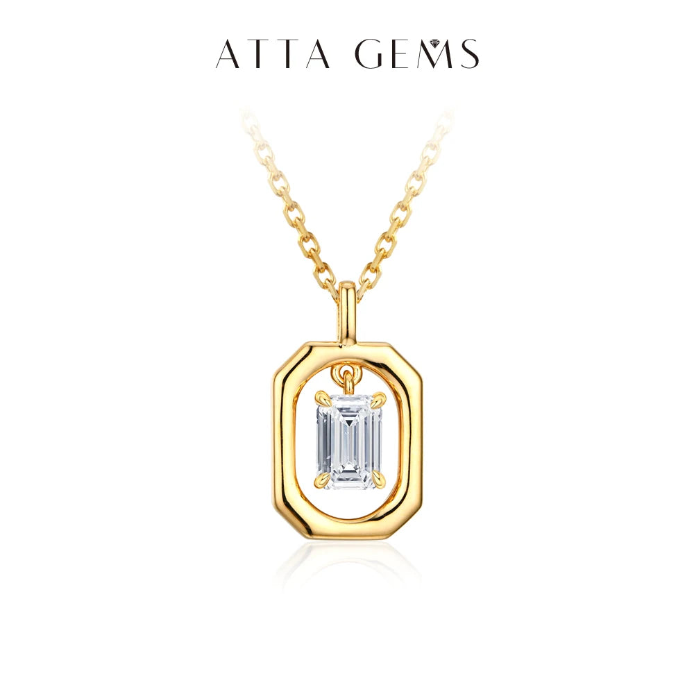 ATTAGEMS Top Quality Moissanite Diamond Necklace for Women Solid 10k 14k 18k Yellow Gold Penant Fine Jewelry Gifts Wholesale New