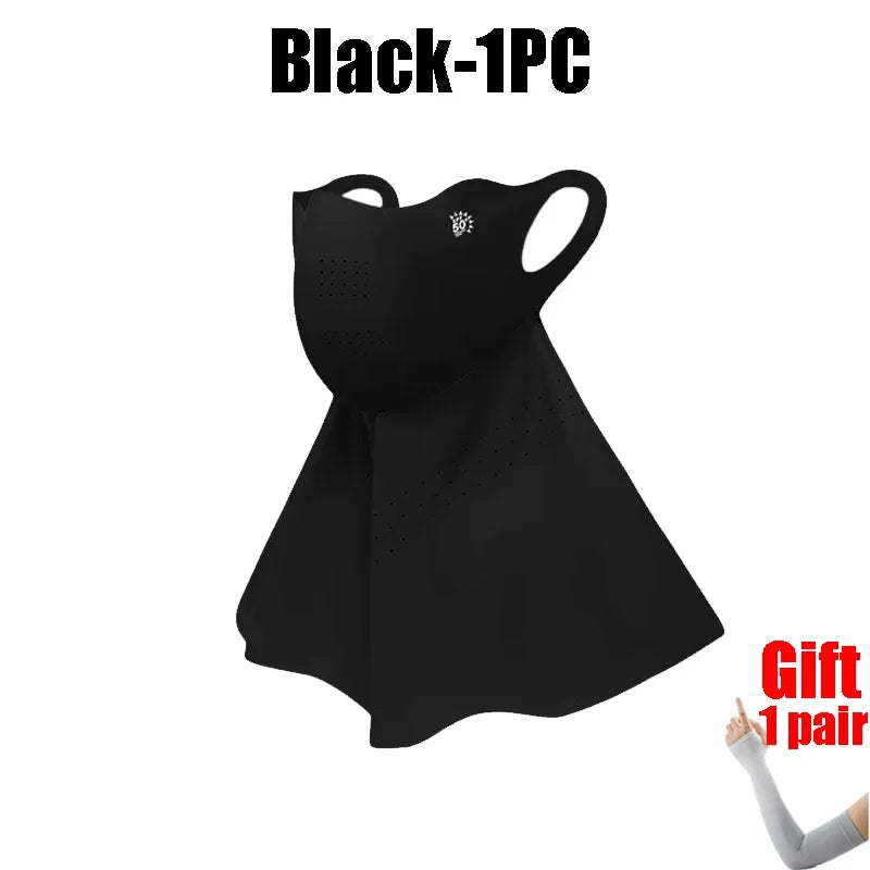 UPF50+ Ice Silk Sunscreen Mask Summer Riding Neck Guard One-piece Mask for Driving Fishing And Mountaineering Sun Protection