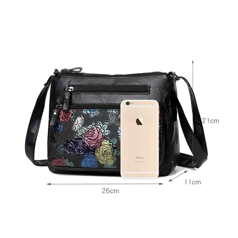 Luxury Soft Leather Women Messenger Shoulder Handbags and Purses Flowers Multi-pocket Crossbody Mommy Bag Ladies Sac 2022 New