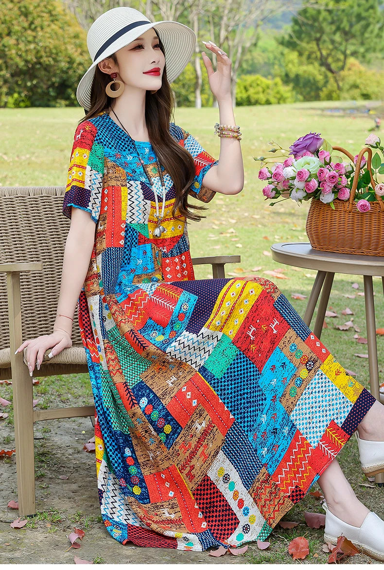 New Fashion Summer Dresses For Women 2025 Elegant Casual Short Sleeve Dress Soild Colour Women Clothing