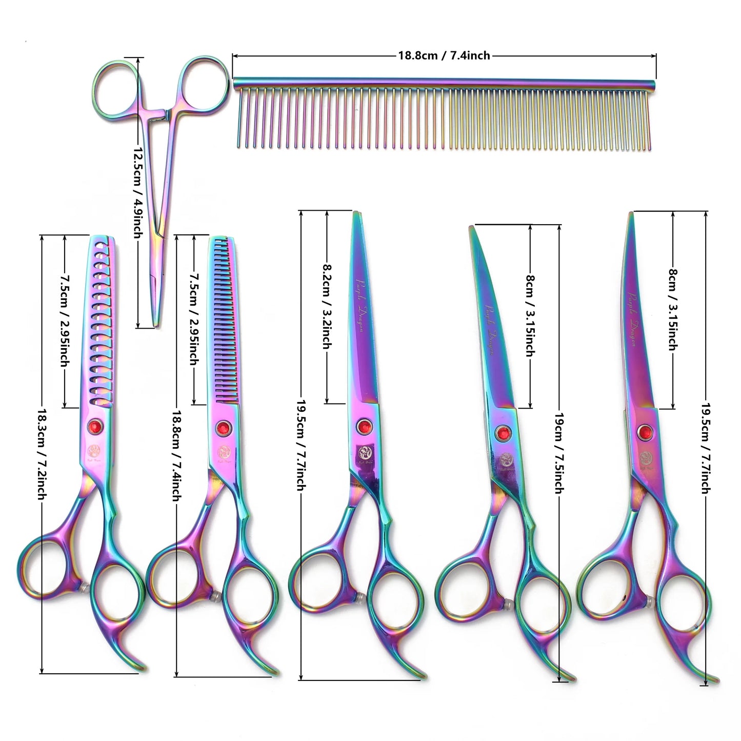 Pet Grooming Scissors Set - Professional Dog & Cat Grooming, Stainless Steel, Sharp, Multi-Piece, Ergonomic Handle, Durable Trim