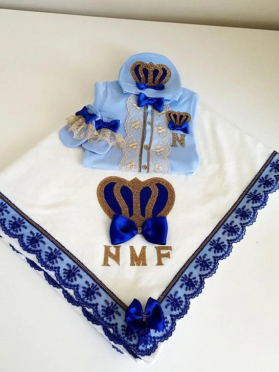 Newborn Baby Boy Outfits Set Kids Clothing Real Cotton Infant Care Products Body Suit Shirt Pants Mittens Receiving Blanket