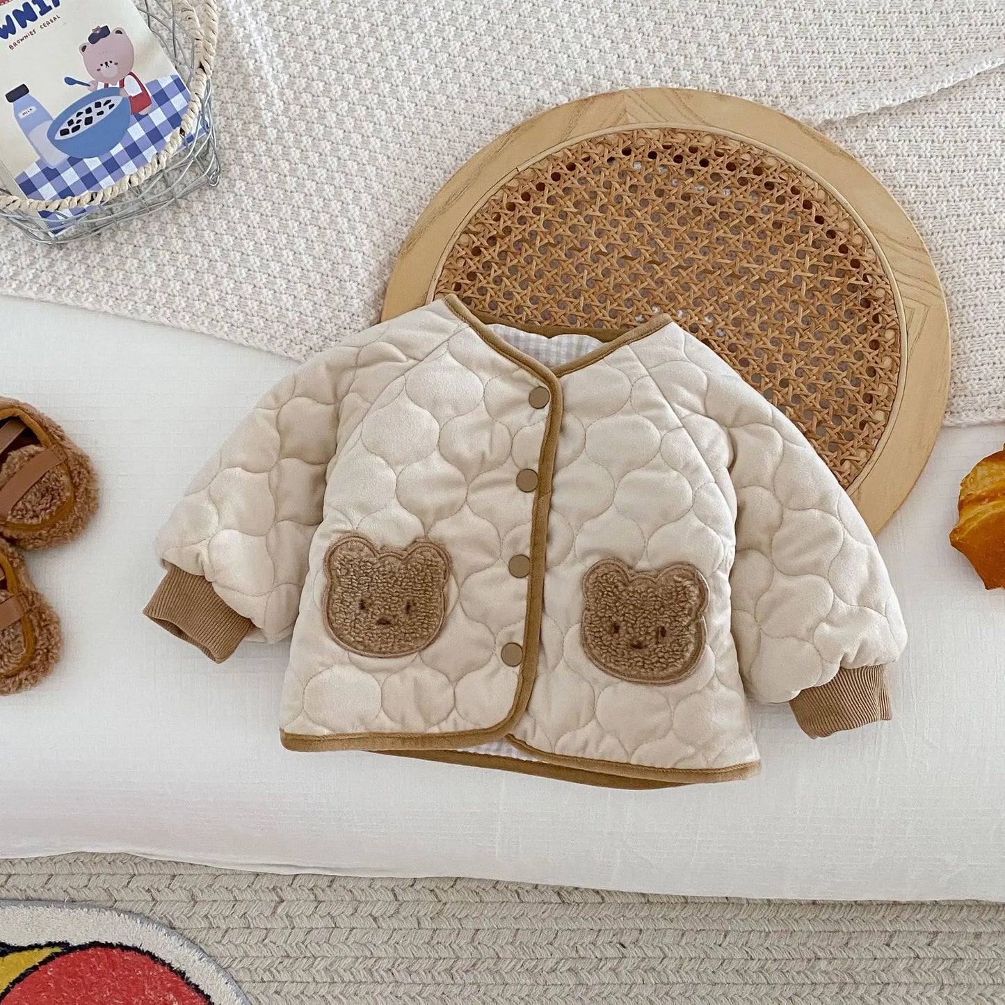 Double-sided Baby Winter Jackets Cute Bear Autumn Baby Outerwear Clothes Casual Kids Coats for Girls Boys Tops Clothing 0-5Y