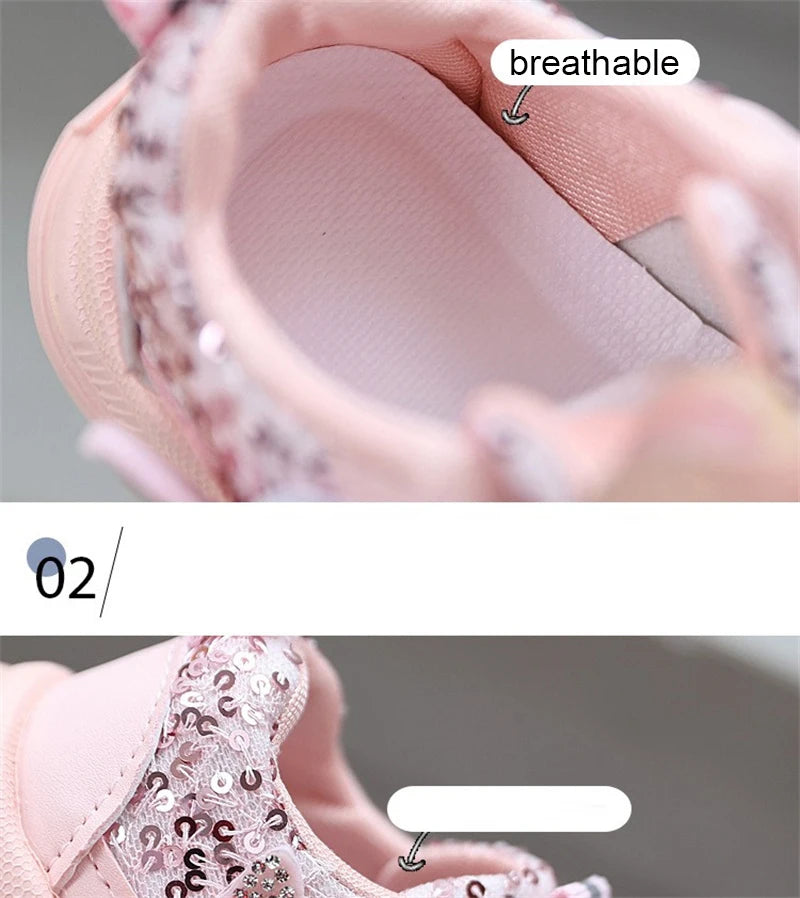 2026 New Girls Soft Sole Non-Slip Shoes Cute Princess Casual Sneakers Lightweight Sport Shoes for Toddler Little Girls Spring