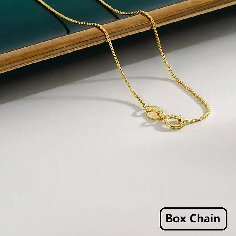 GRA 40cm 45cm Minimalist Female Necklace for Women on Neck Real 925 Sterling Silver Chain Necklaces Girls Fashion Fine Jewelry