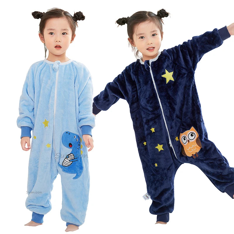 Kawaii Girls Pajamas Winter Purple Rabbit Onesie Hooded Plush Kigurumi Jumpsuit Blanket Sleeper Warm Overall Kids Nightwear Pjs