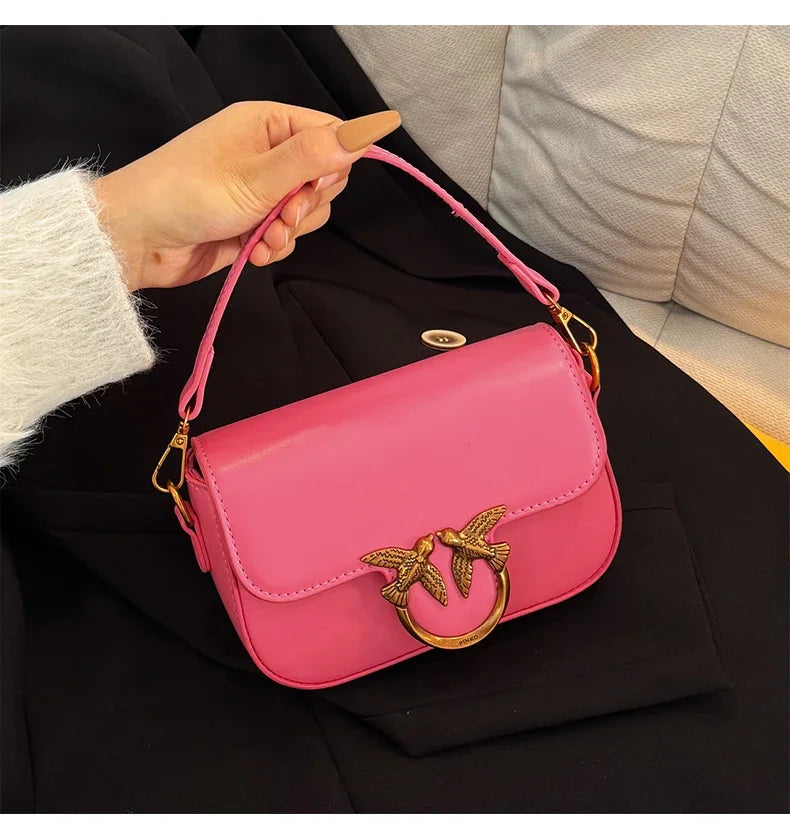 High-end Crossbody Handbag Leather Tote Bags Trendy Design Commuter Popular Classic Elegant Fashionable Bag with avian button