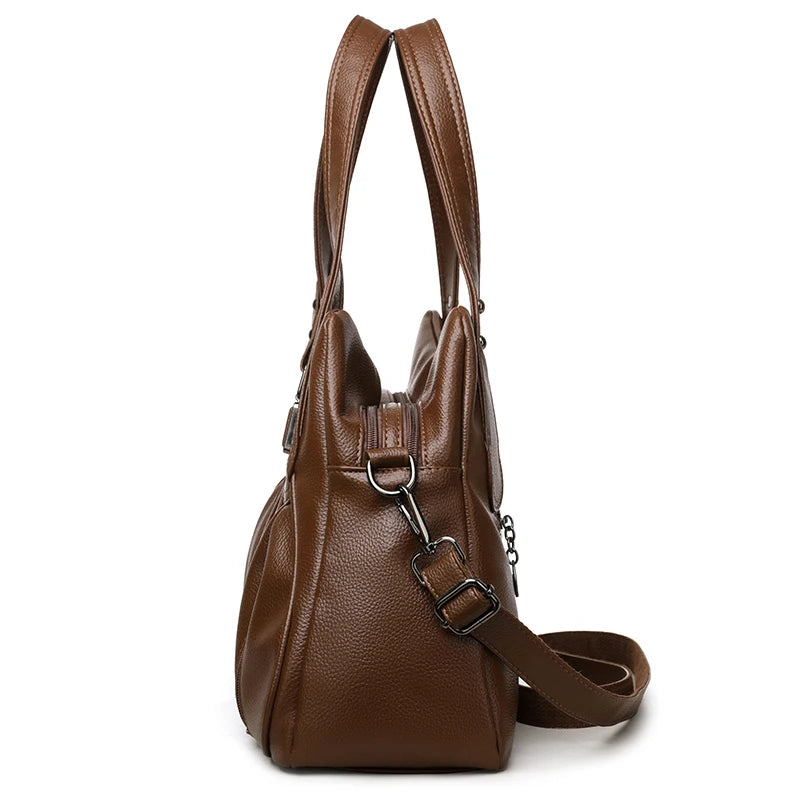 Genuine Brand Top Quality Soft Leather Casual Tote Bags for Women Handbag Luxury Female Shoulder Crossbody Sac Winter Style Bag