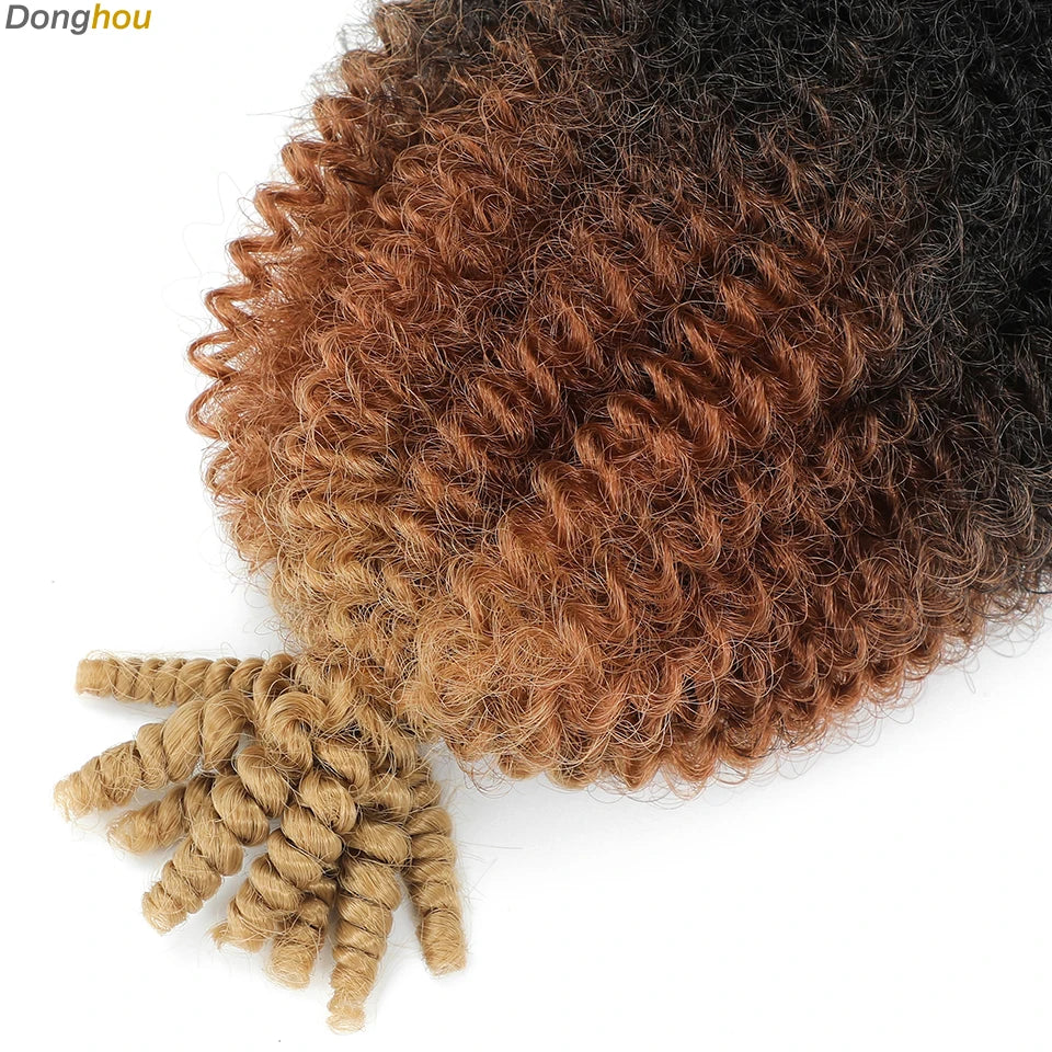 Donghou Ombre Blonde Ginger Afro Twist Hair 350 1B 30 27 613 Bug Colors Springy Twist Braiding Hair for Soft Locs Marley Braids