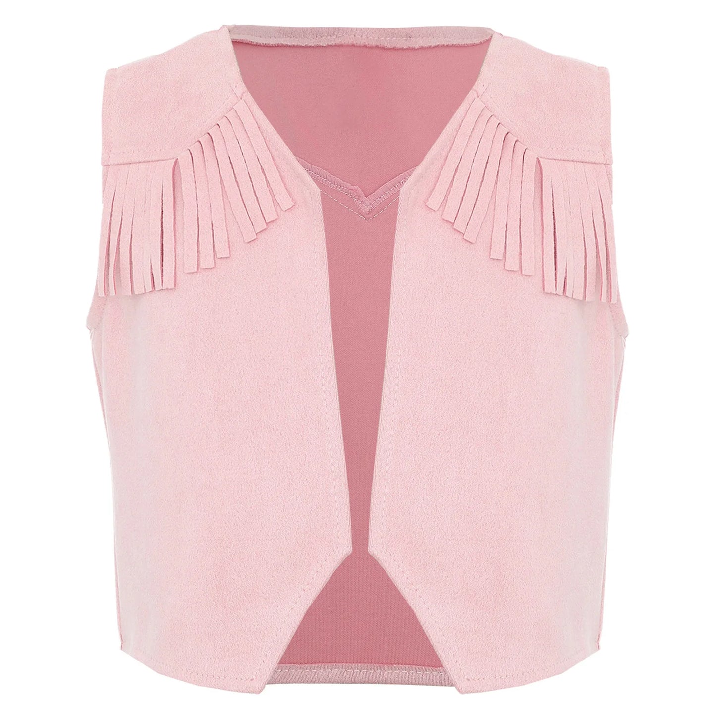 Kids Girl Boy Fringed Vest for Carnival Theme Party Tassels Top Open Front Waistcoat Child Halloween Western Cowboy Costumes