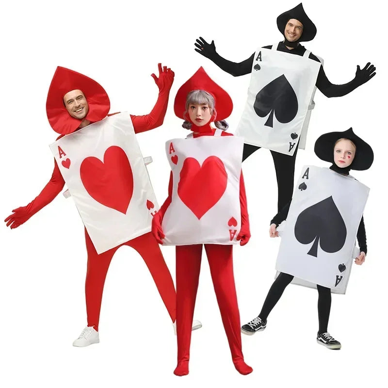 Halloween Playing Cards Heart Costume Adult Children Alice in Wonderland Stage Performance Costume Suit