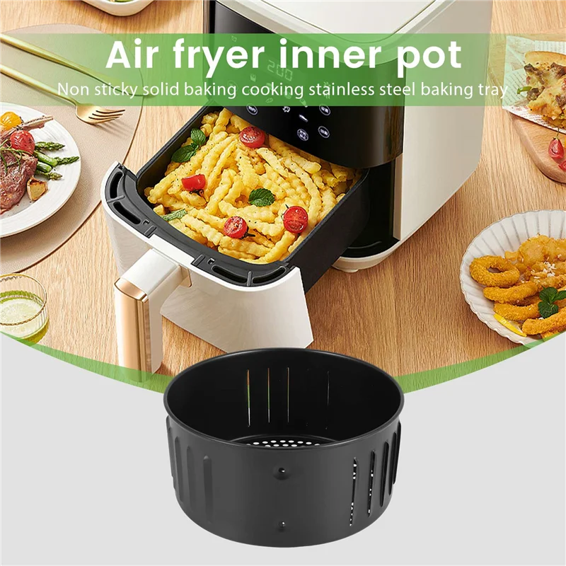 B47B-Air Fryer Replacement Basket, Non Stick Sturdy Roasting Cooking Stainless Steel Baking Tray For All Air Fryer Oven