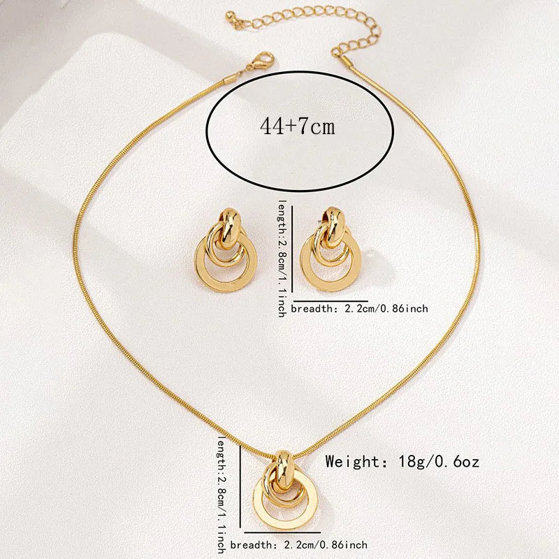 3Pcs/Set Fashionable Metal Geometric Circle Women's Jewelry Set, Versatile Design, Suitable for Daily Wear and Various Occasions