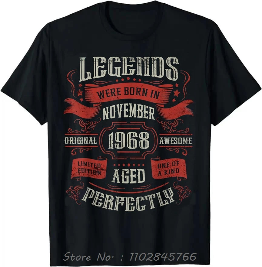 Legends Born In 1968 Oversized T-shirt Bday Men's Clothing On Demand Cotton Tshirt Ropa Hombre Fashion Fitness T Shirt Tops