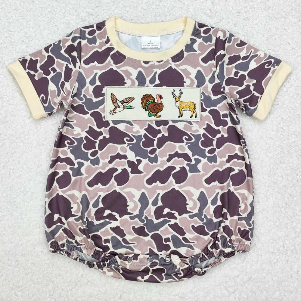 Hot Sale Kids Designer Clothes Boys Camo Branches Short Sleeve Rompers Boutique Infant Baby Boys Rompers Toddler Boy Jumpsuits