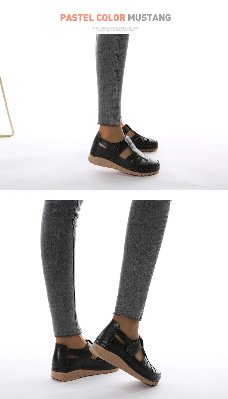 Women's Shoes Sandals Fashion Baotou Wedge Platform Sandals Ladies Retro Rome Sandalias Mujer Slip on Beach Shoes Footwear 2024
