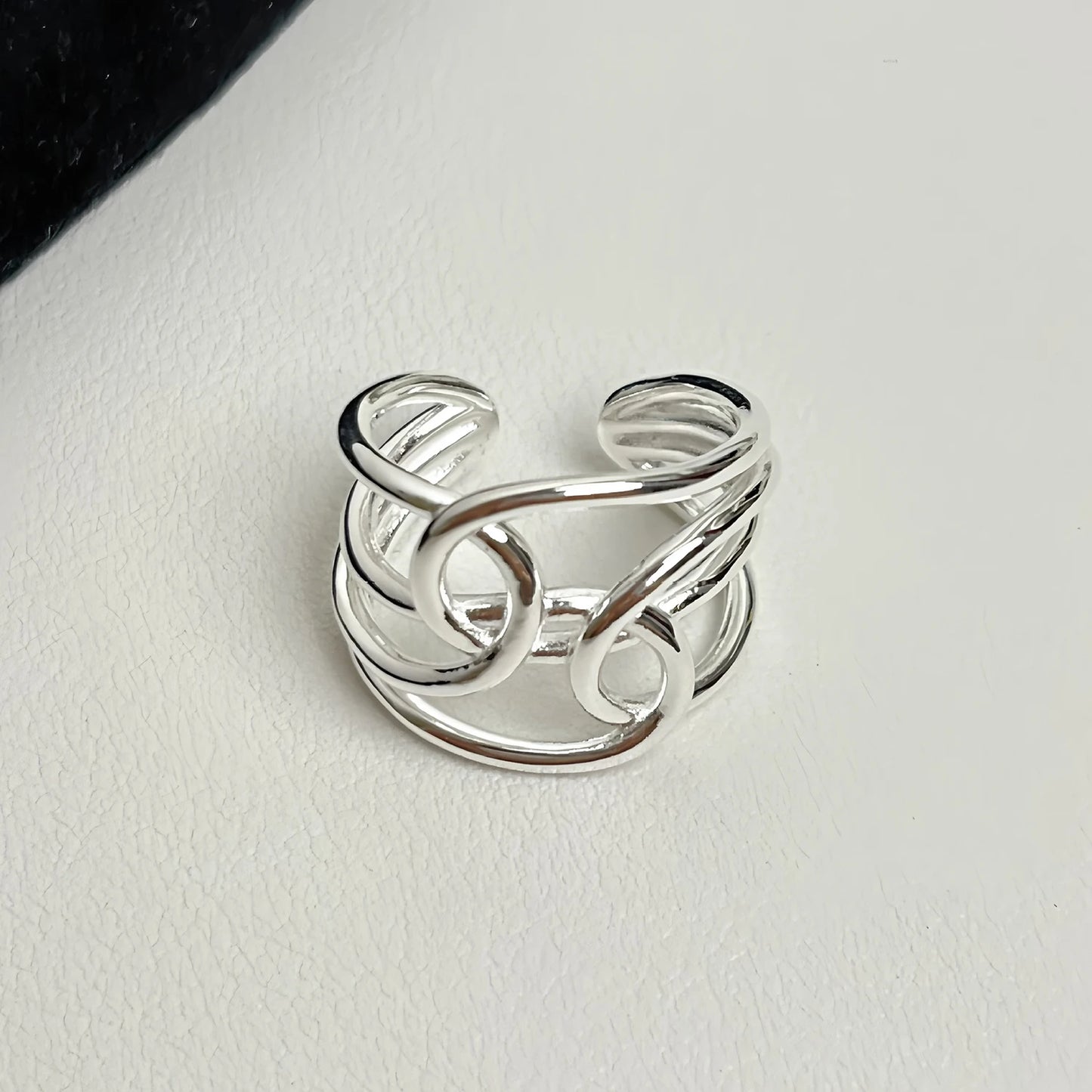 VENTFILLE 925 Sterling Silver Geometric Line Cross Wrap Open Ring For Women Gift Irregular Punk Adjustable Jewelry Dropshipping