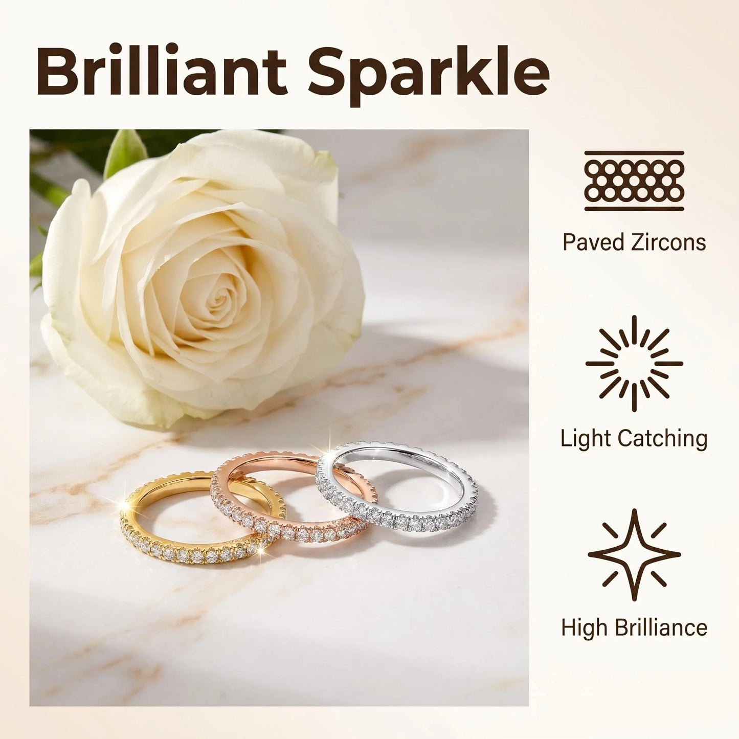 1.5mm All Moissanite 925 Sterling Silver Ring For Women with White Gold Plated Lab Diamond Engagement Wedding Band Jewelry