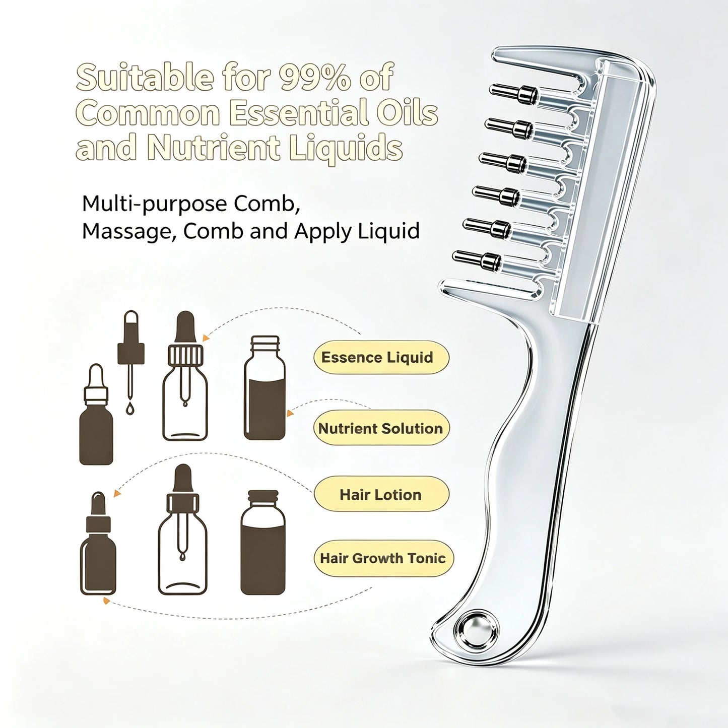 Scalp Liquid Applicator Comb, Refillable Hair Serum Oil Dispensing Comb, Roller Ball Massage Comb For Hair Root Treatment