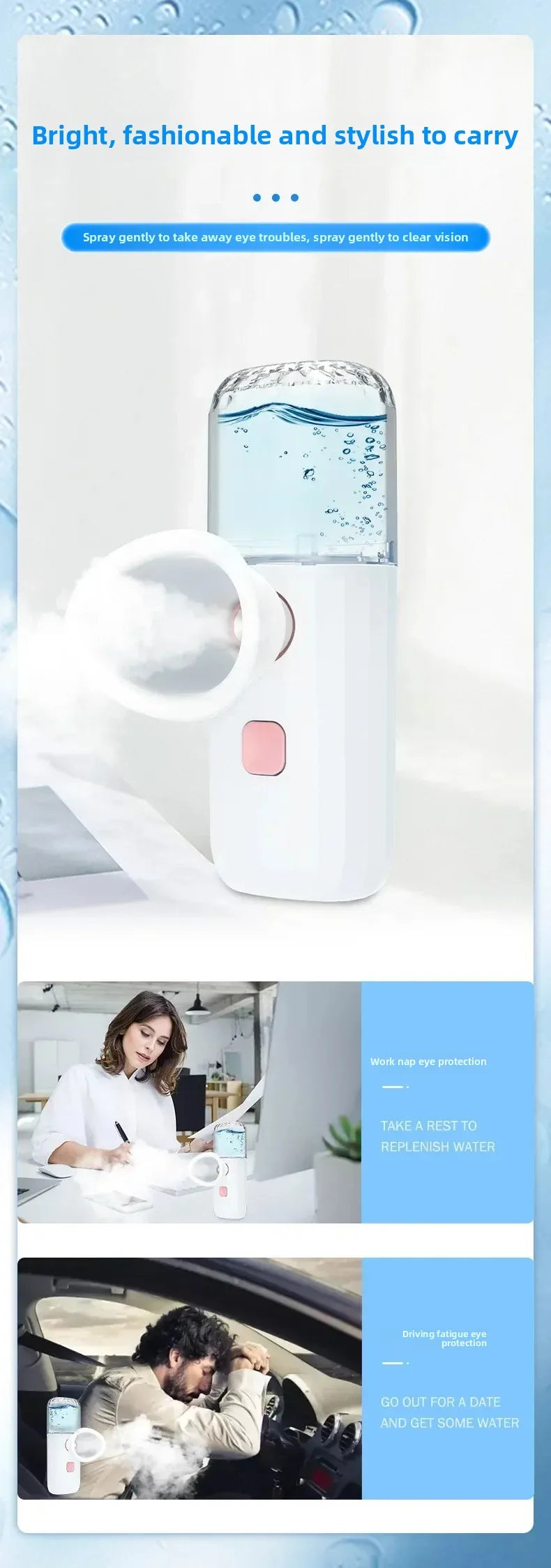Nano Spray Eye Massage Instrument Facial Sprayer Humidifier USB Nebulizer Face Steamer Moisturizing Beauty Health Skin Care Tool