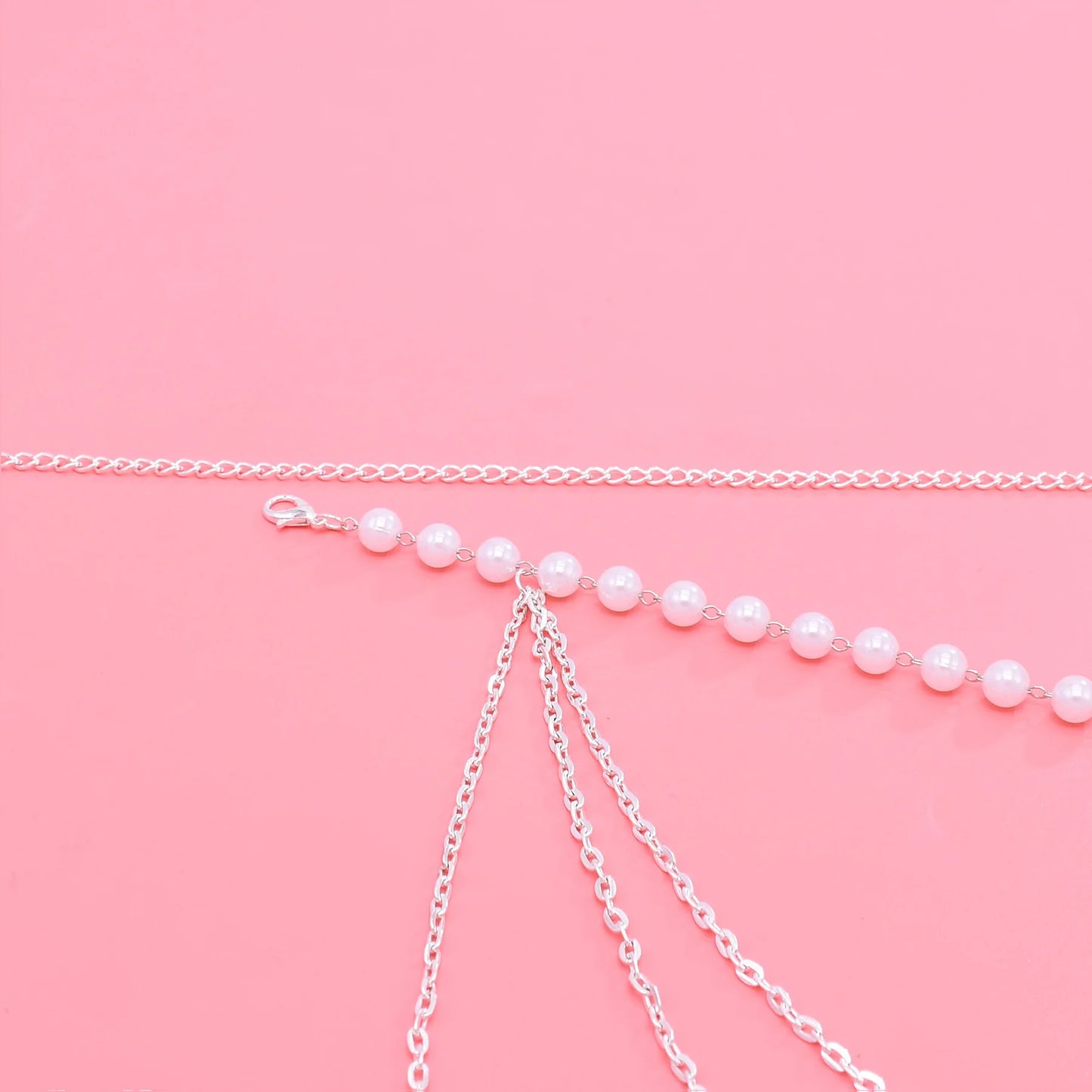 Layered Pearl Charms Waist Chain Silver Plated Belly Chain Bikini Body Chain Women Adjustable Beach Waist Jewelry Accessories