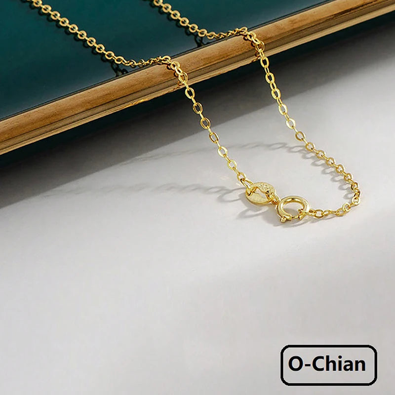 GRA 40cm 45cm Minimalist Female Necklace for Women on Neck Real 925 Sterling Silver Chain Necklaces Girls Fashion Fine Jewelry