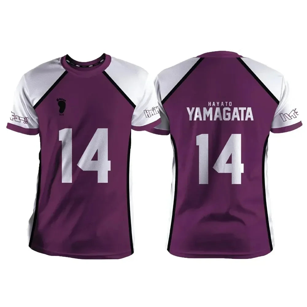 Haikyuu Shiratorizawa Purple Cartoon Anime Cosplay Men Jersey Summer Short Sleeve Children Unisex Tee Tops Fashion Women T-shirt