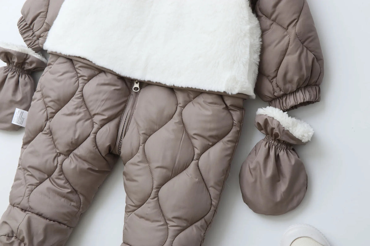 Winter 0-2Y Baby Clothes Thicken Fleece Boys Rompers Toddler Boys Jumpsuits Warm Fur Lining Footies And Vest 2 Pcs Snowsuit