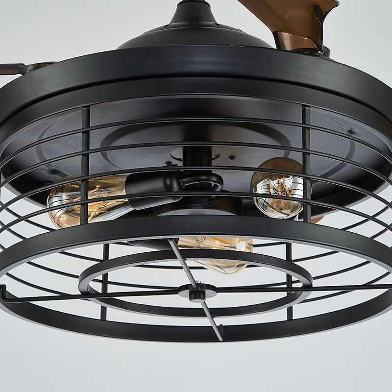 Modern Industrial Style LED Ceiling Fans Light 40w DC Iron Decoration with Remote Control PC Blades for Dining Ceiling Light Fan
