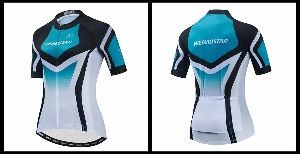 Blue Black Womens Cycling Jersey Pro Team Cycling Clothing Summer MTB Bike Jersey Breathable Bicycle Shirt Maillot Ciclismo