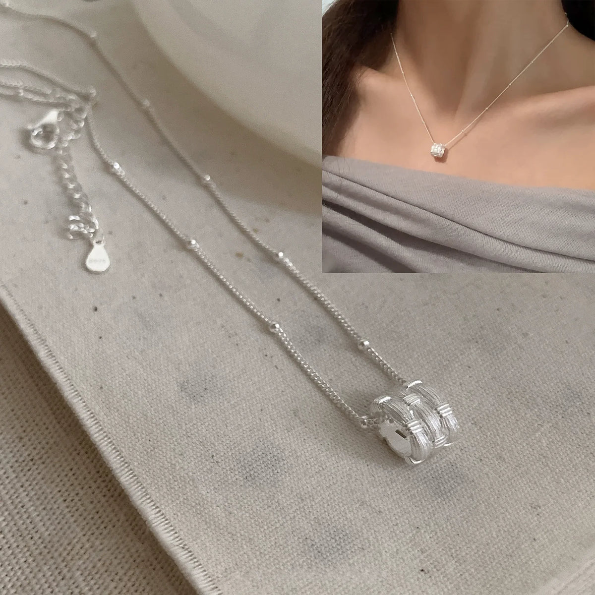VENTFILLE  925 Sterling Silver Black Agate Necklace for Women Girl Snake Bone Chain Water Drop Jewelry Gift Dropshipping