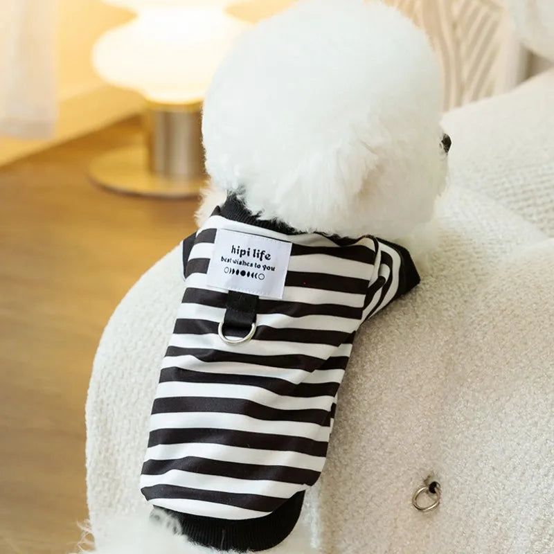 Dog Hoodies Striped Warm Winter Dog Clothes Pet Dog Coat with D-Ring Chihuahua French Bulldog Dog Accessories Puppy Dog Costume